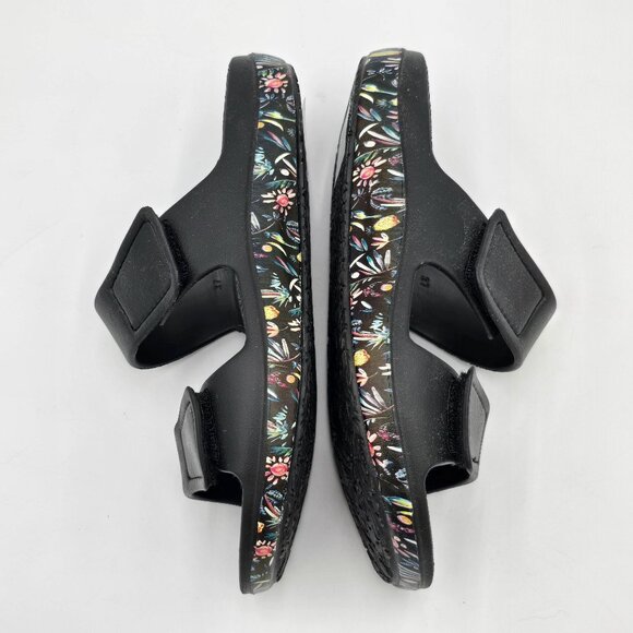 Alegria Recover Me Fruit Punch Slip On Slide Sandals Sz 37/US 7 Black Floral - Picture 8 of 12